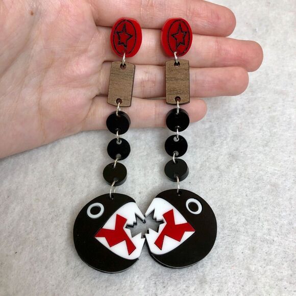Nintendo Jewelry - Super Mario Chain Chomp Dangle Earrings